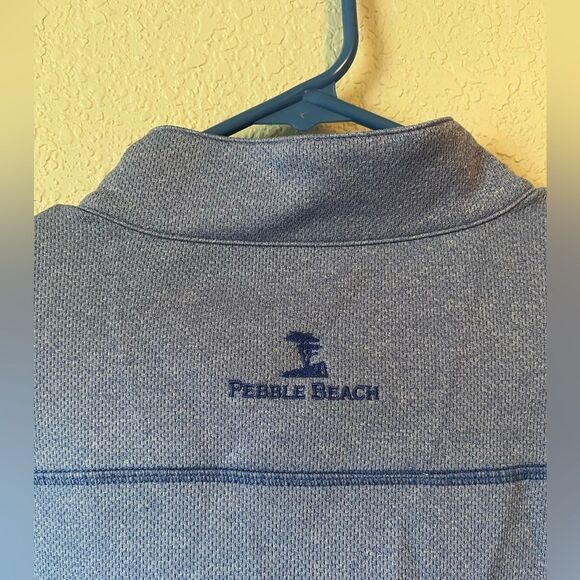 Men's pebble beach performance M Blue Half-Zip Sweater embroidered golf zip up - Picture 4 of 5